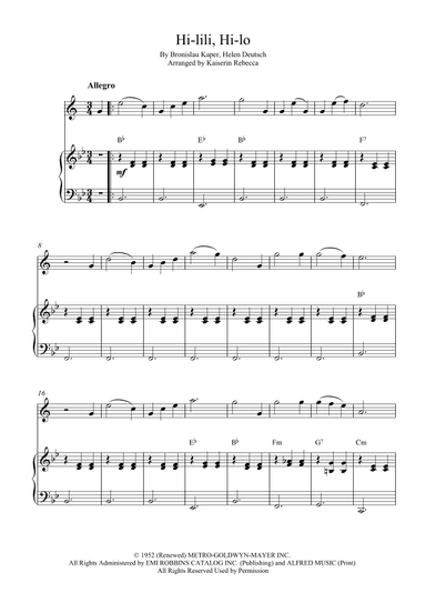 Hi-lili, Hi-lo (arr. Kaiserin Rebecca)