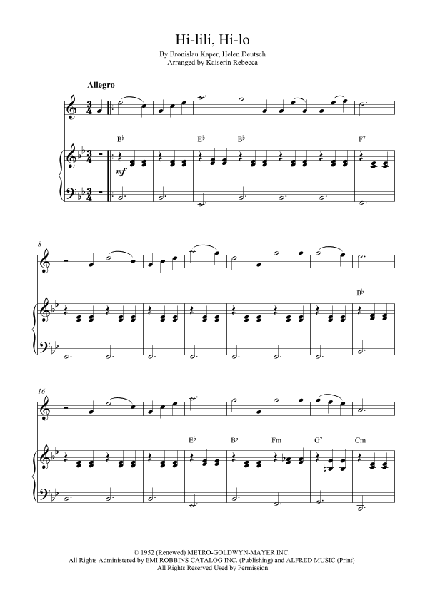Hi-lili, Hi-lo (arr. Kaiserin Rebecca)