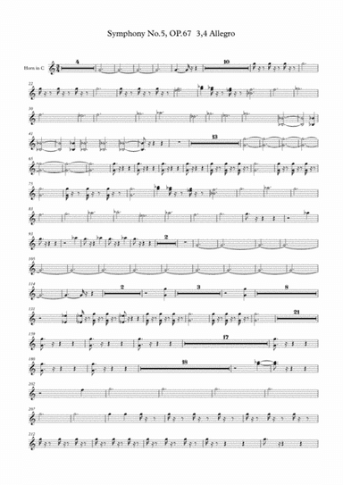 Beethoven symphony No.5 - 3,4rd Movement (Transposed Horn in C) (arr. Jay Heo)