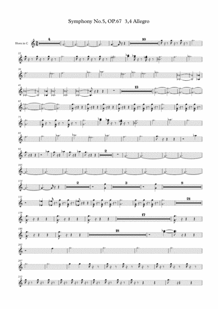 Beethoven symphony No.5 - 3,4rd Movement (Transposed Horn in C) (arr. Jay Heo)