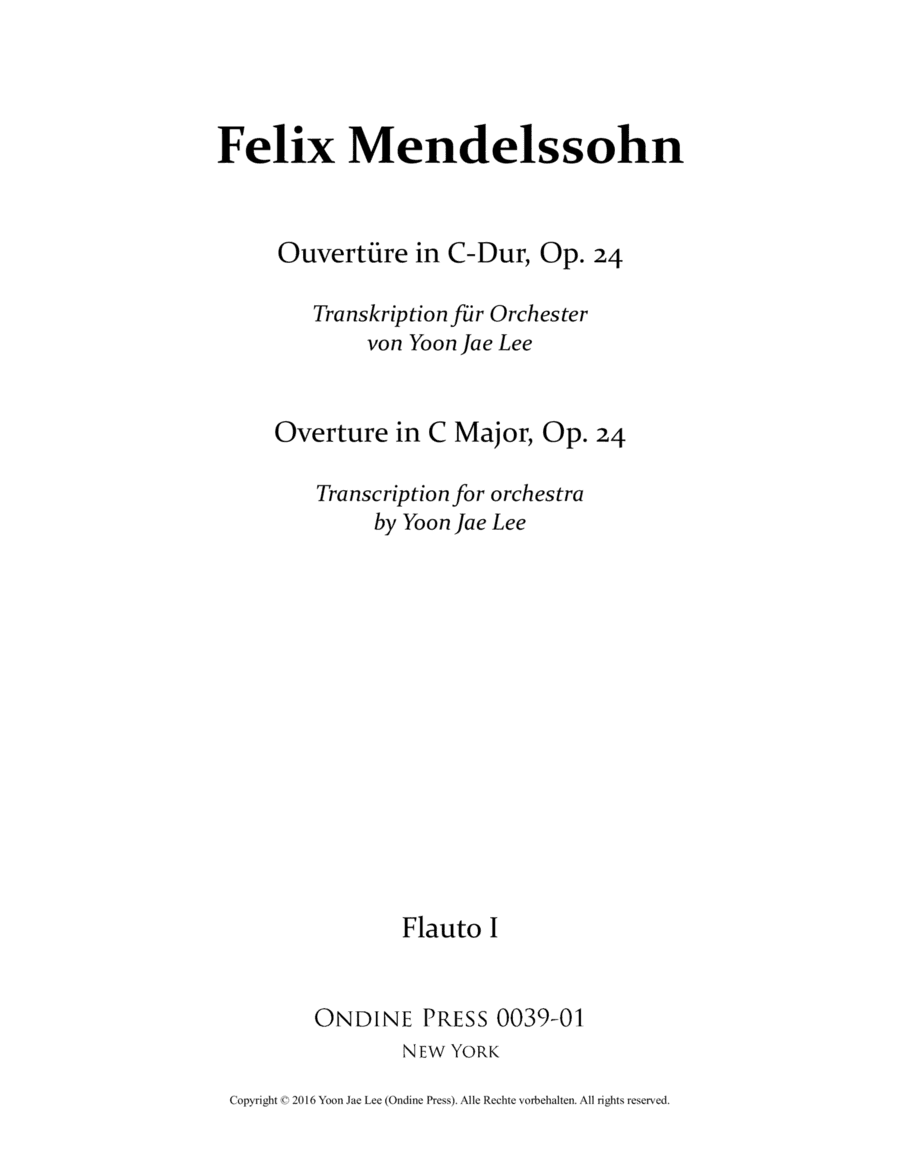Overture in C Major, Op. 24 transcribed for full orchestra by Yoon Jae Lee - Set of Parts (arr. Yoon Jae Lee)