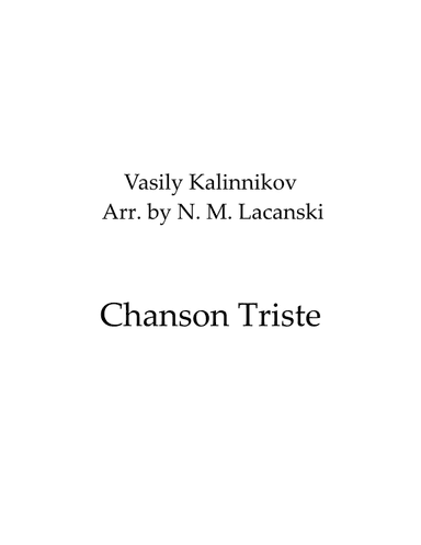Chanson Triste (arr. Nick M Lacanski)