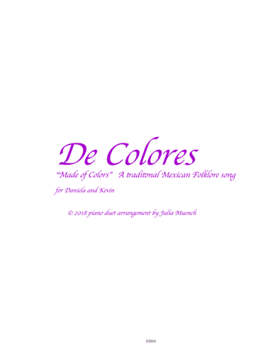De Colores ( All the Colors)  Piano Duet in C (arr. NJ Original Music)