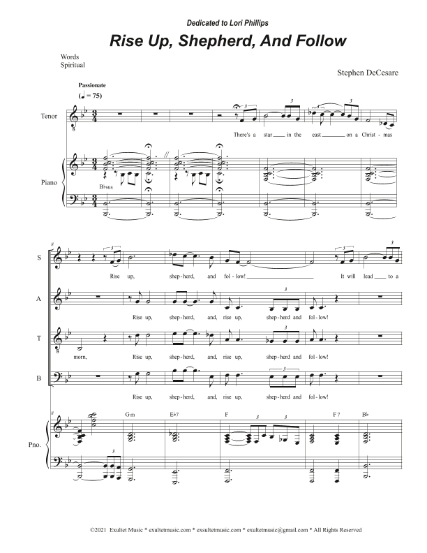 Rise Up, Shepherd, And Follow (Vocal Quartet - (SATB)