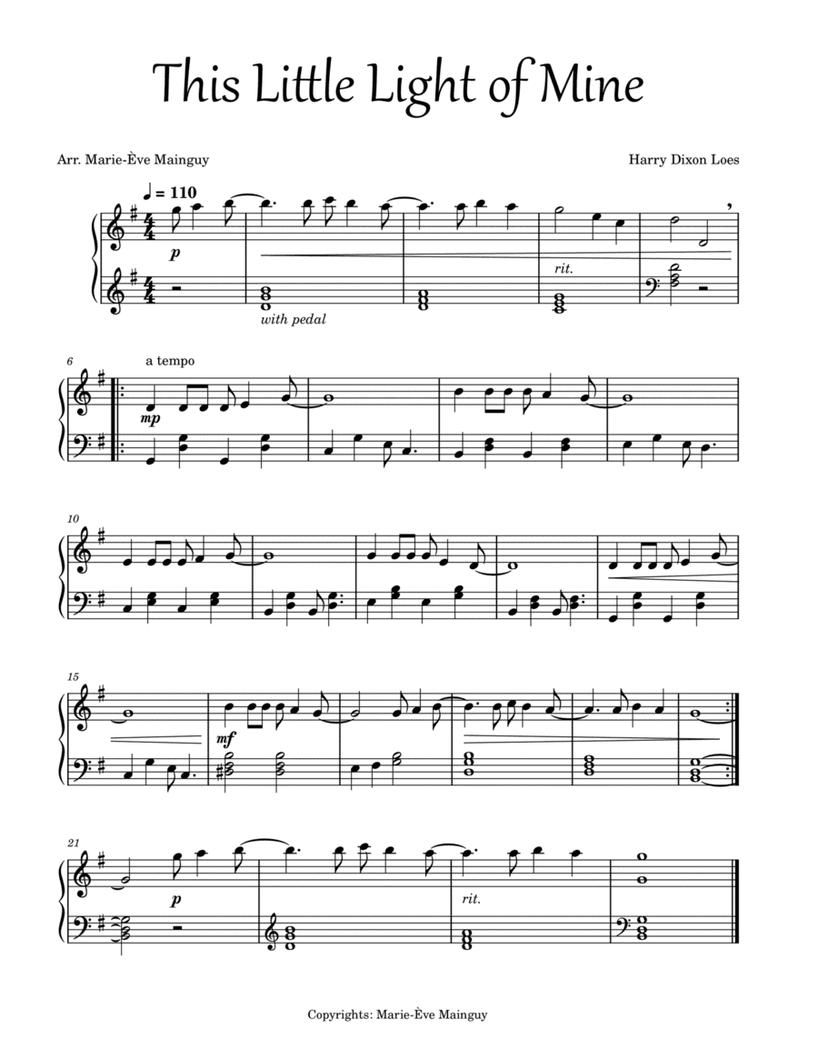 This Little Light of Mine (arr. Marie-Ève Mainguy)