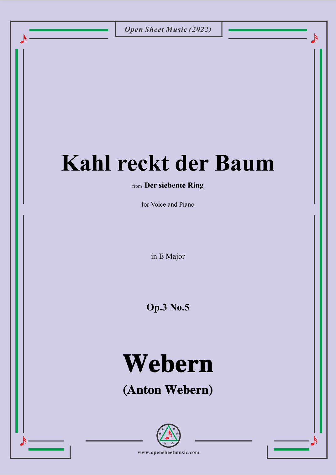 Webern-Kahl reckt der Baum,Op.3 No.5,in E Major (arr. OSM Press)