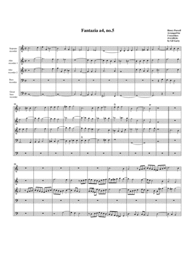 Fantazia no.5 (arrangement for 5 recorders  (SAABgB)) (arr. Gil Garty)