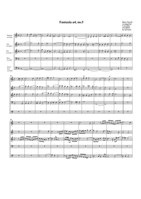 Fantazia no.5 (arrangement for 5 recorders  (SAABgB)) (arr. Gil Garty)