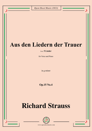 Richard Strauss-Aus den Liedern der Trauer,in g minor (arr. OSM Press)