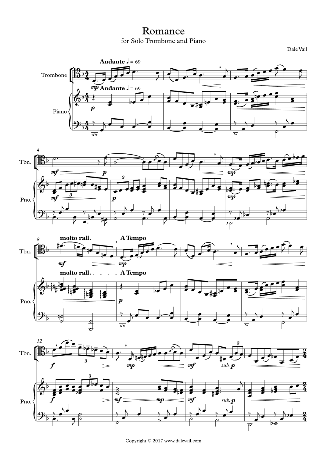 Romance for Trombone and Piano