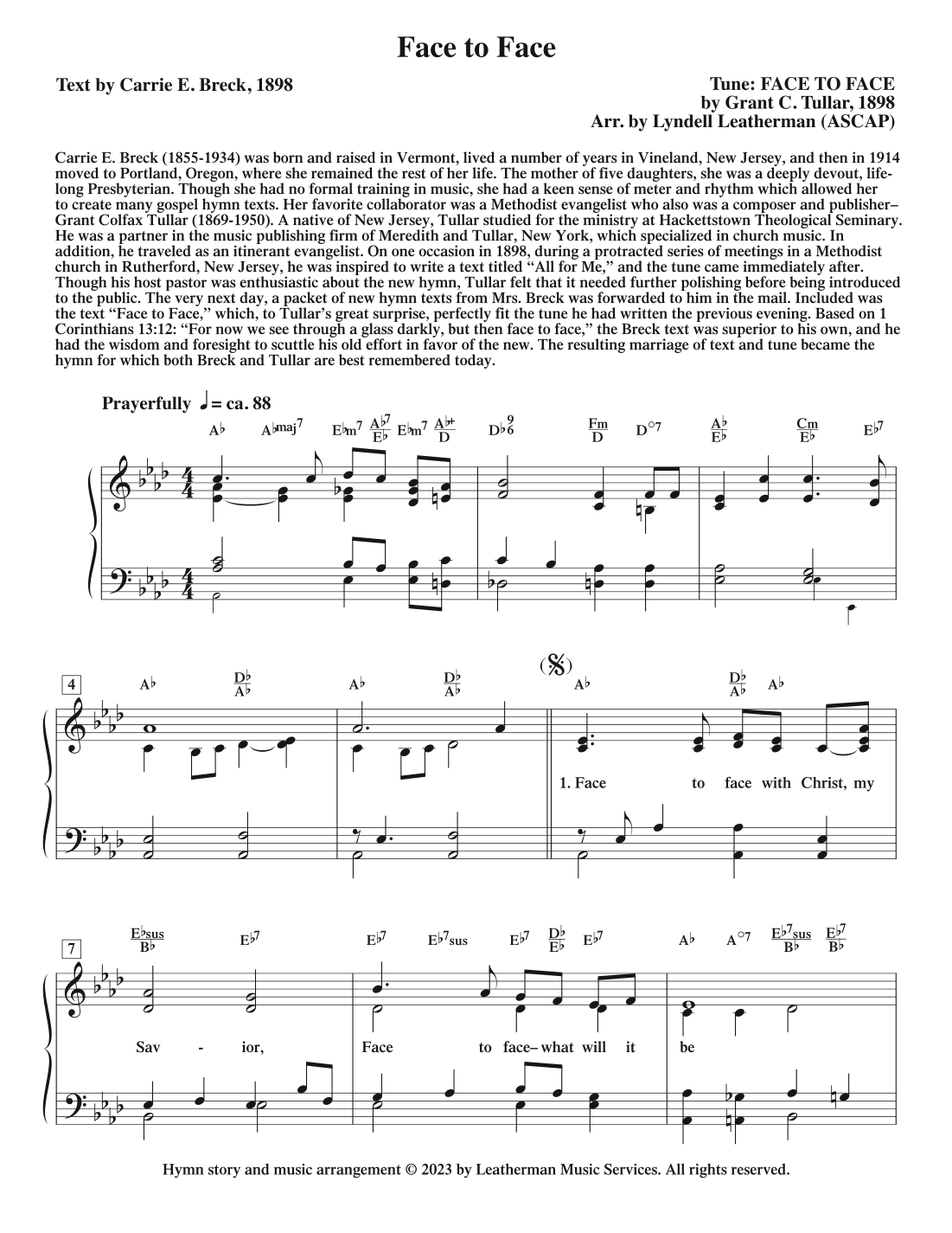 Face to Face (arr. Lyndell Leatherman)