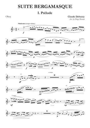 Prelude from "Suite Bergamasque" for Oboe and Piano (arr. Diego Marani)