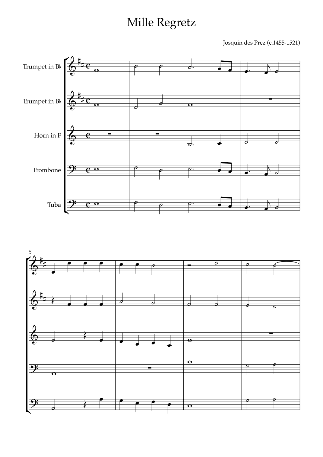 Mille Regretz (arr. Karen Gueiros)