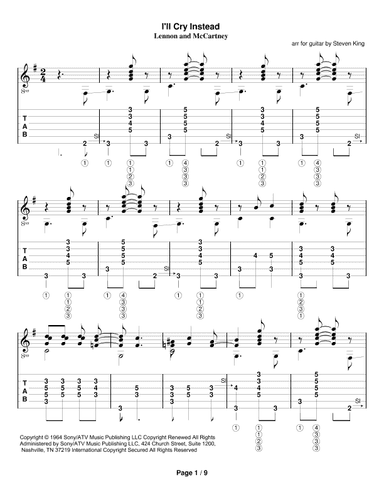 I'll Cry Instead (arr. Steven King)