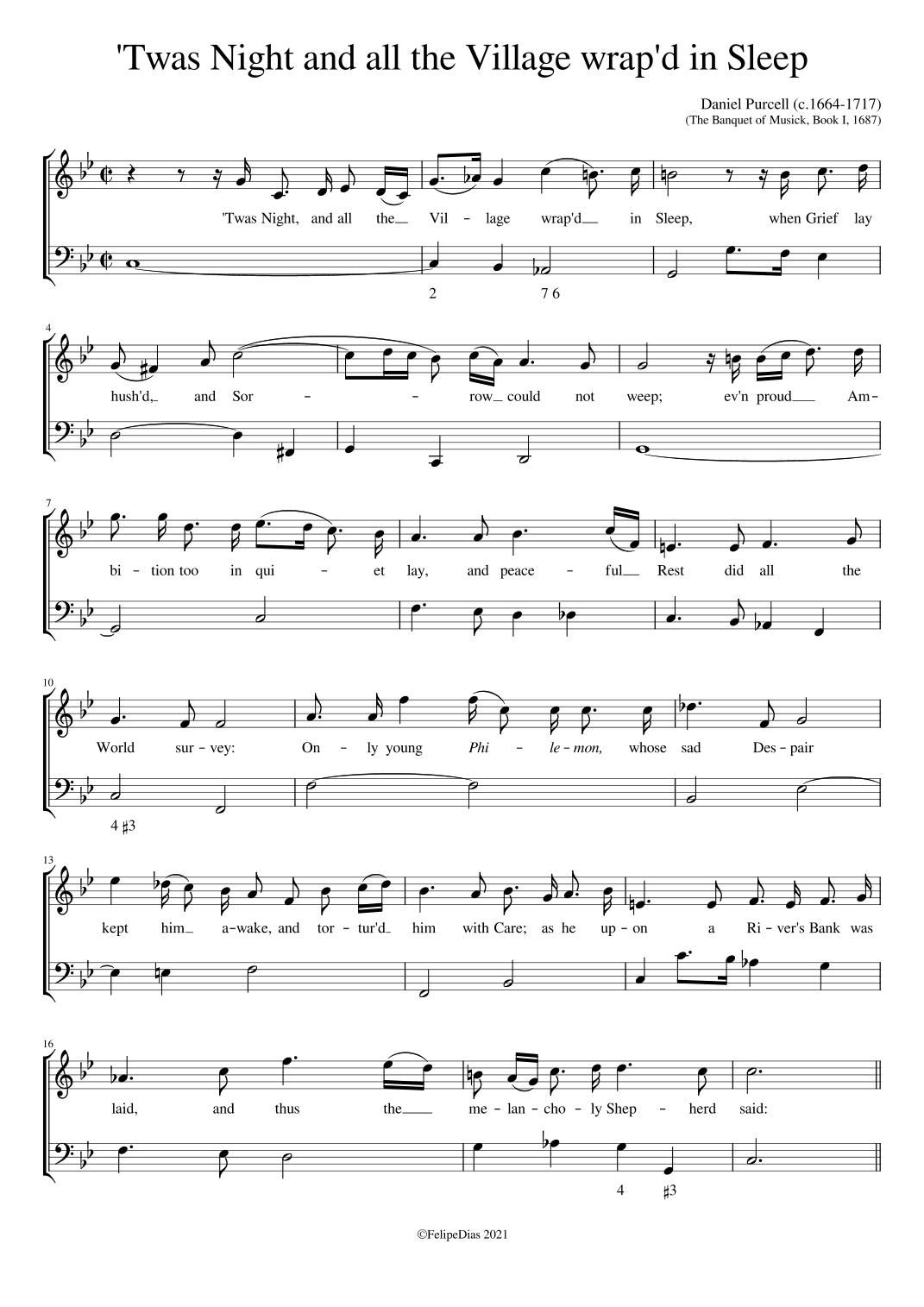 'Twas Night and all the Village wrap'd in Sleep (arr. Early Music Scores)