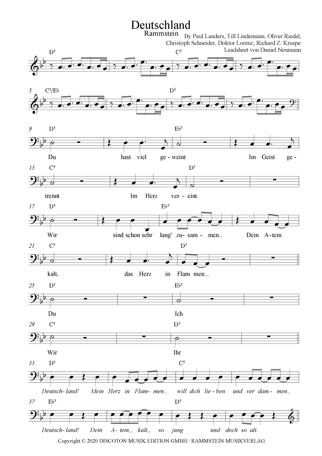 Deutschland,d-land Uber Alles (arr. Daniel Neumann)