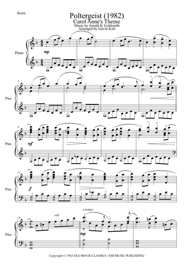 Poltergeist - Cues & Theme (arr. Gavin Koh)