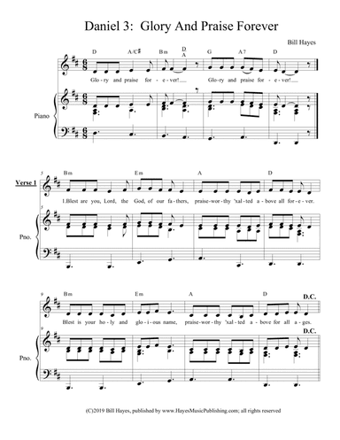 Daniel 3:  Glory And Praise Forever - piano/vocal