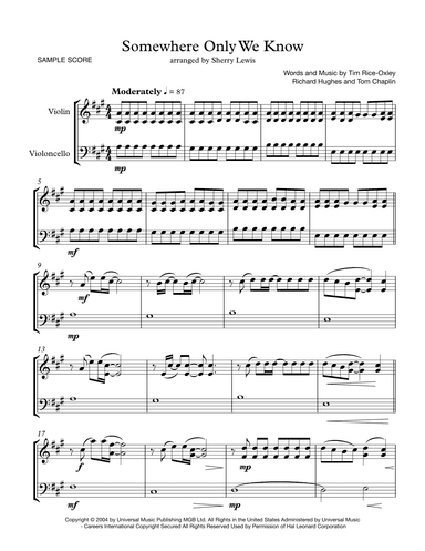 Somewhere Only We Know (arr. Sherry Lewis)