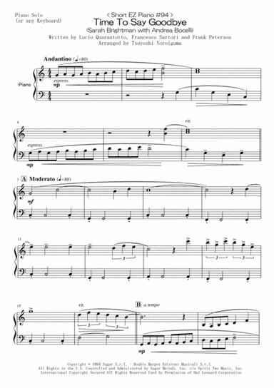 Time To Say Goodbye (arr. Tsuyoshi Yoroiguma)