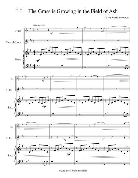 The Grass is growing in the field of ash for flute, cor anglais and piano