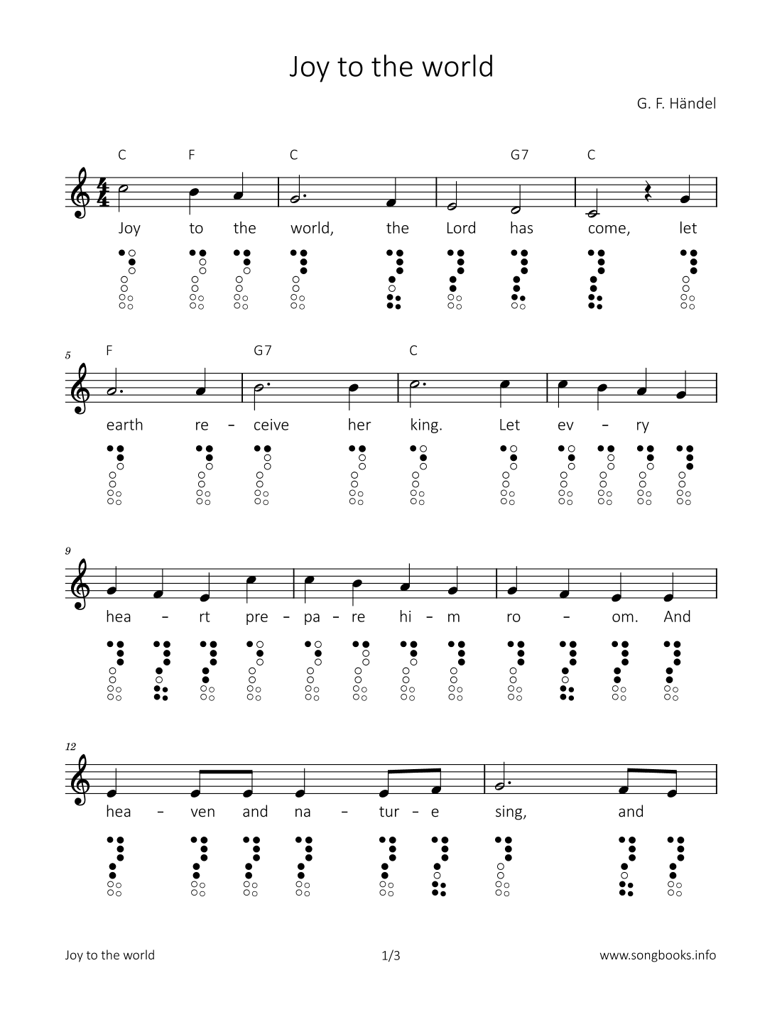 Joy to the world (arr. songbooks.info)