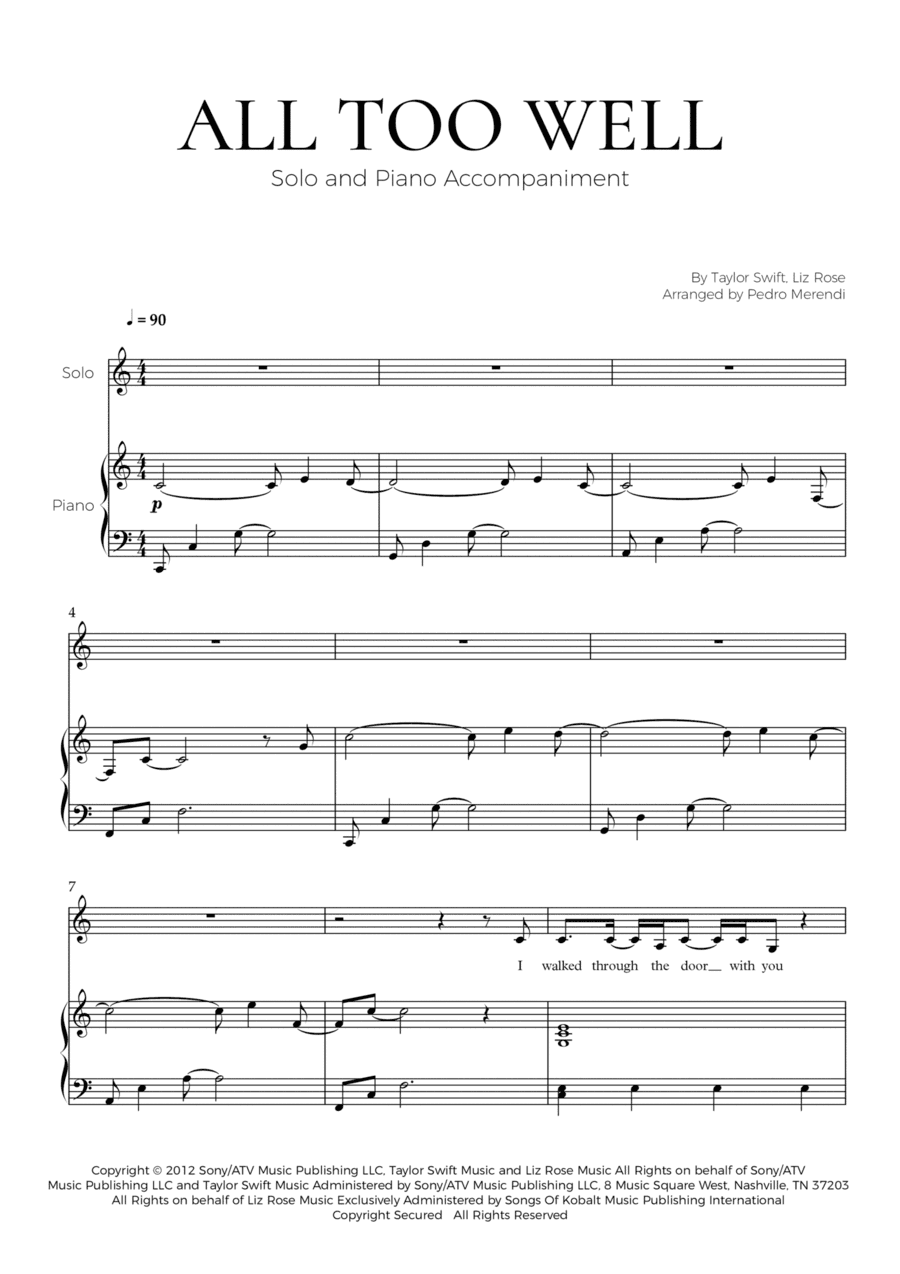 All Too Well (arr. Pedro Merendi)
