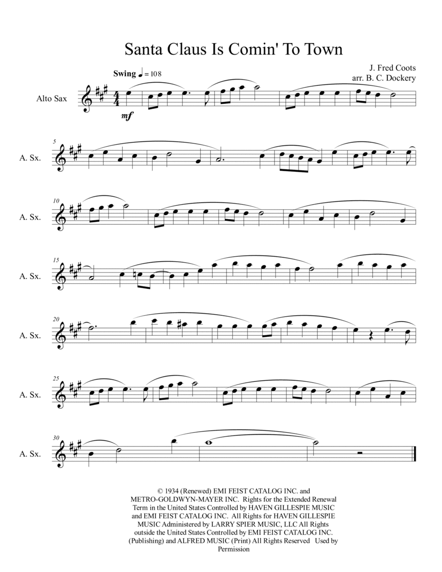 Santa Claus Is Comin' To Town (arr. B. C. Dockery)
