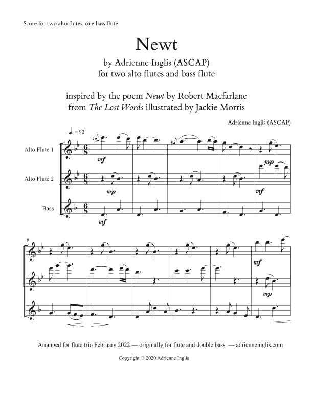 Newt for flute trio (2 alto flutes and 1 bass)