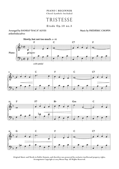 Étude op. 10 no. 3 (Tristesse) (arr. Danilo "Daca" Alves)