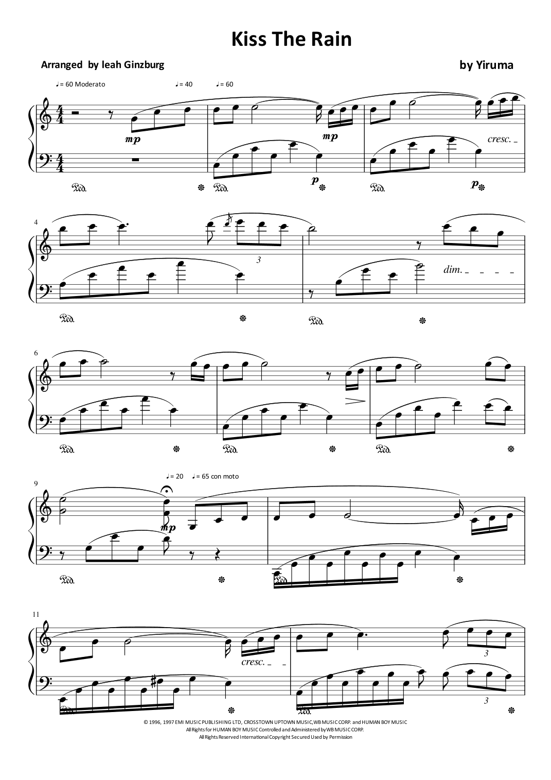 Kiss The Rain (arr. Leah Ginzburg)