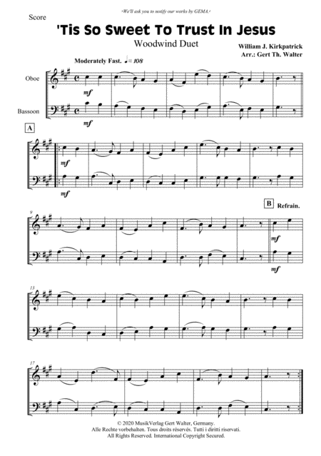 'Tis So Sweet To Trust In Jesus (arr. Gert Th. Walter)