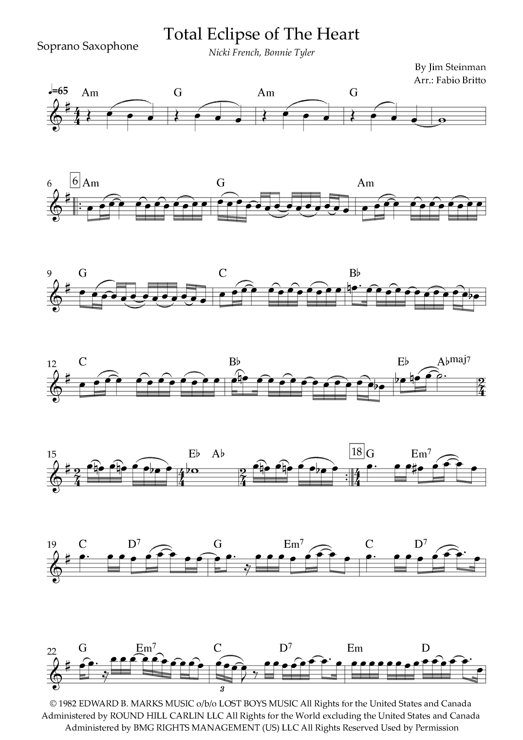 Total Eclipse Of The Heart (arr. Fabio Britto)