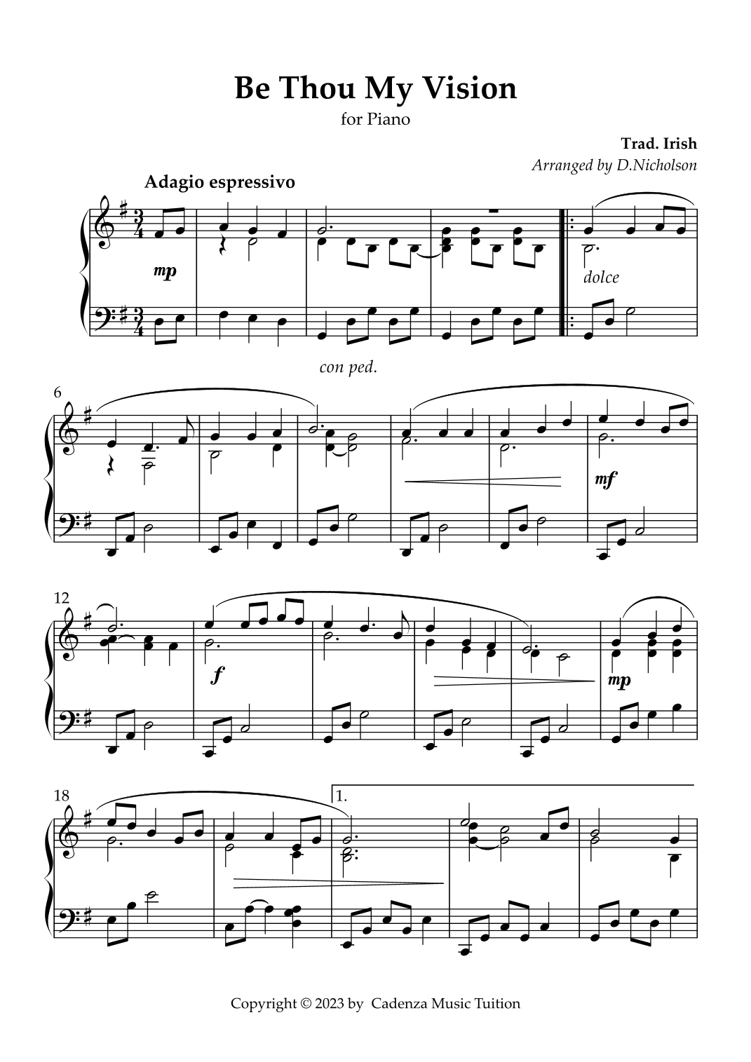 Be Thou My Vision (arr. Daniel Nicholson)