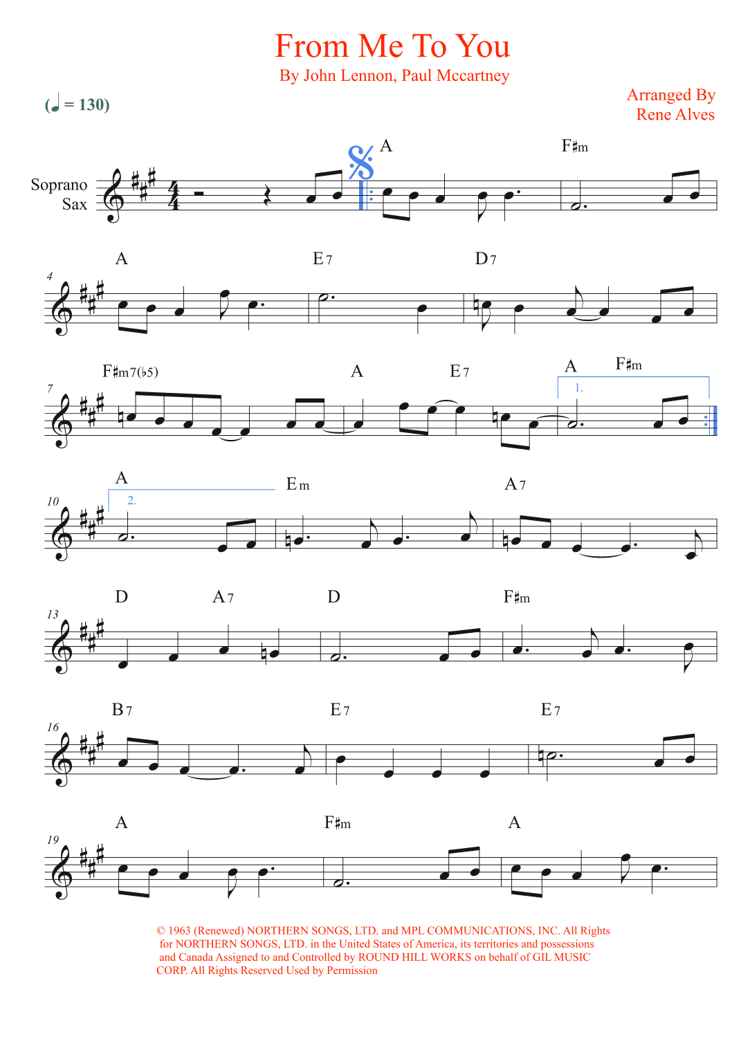 From Me To You (arr. Rene Alves)