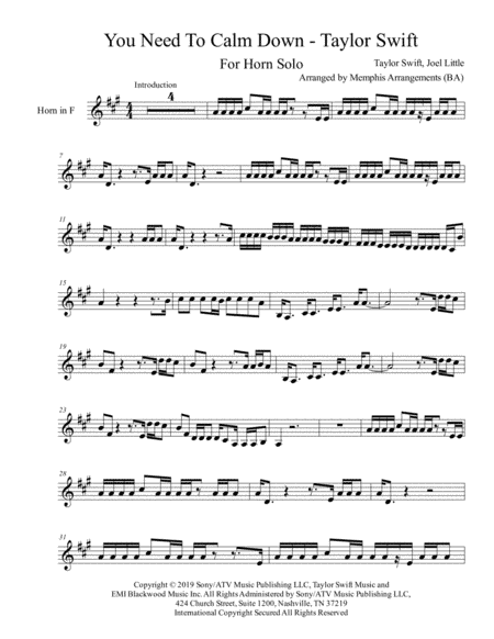 You Need To Calm Down (arr. Memphis Arrangements (BA))