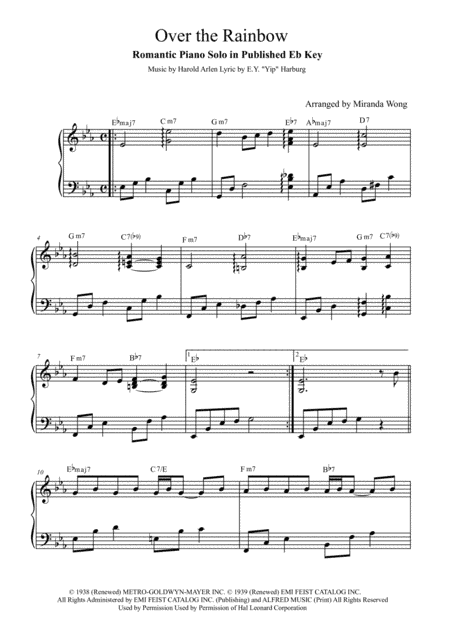 Over The Rainbow (from The Wizard Of Oz) (arr. Miranda Wong)
