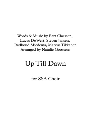 Up Till Dawn (arr. Natalie Goossens)