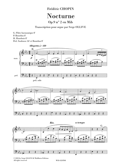 CHOPIN / OLLIVE : 3 NOCTURNES for organ (arr. Serge OLLIVE)