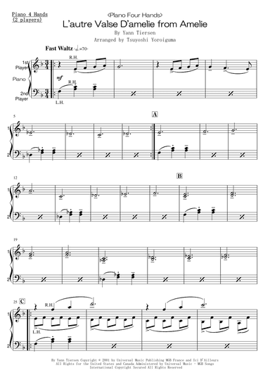 L'autre Valse D'amelie (arr. Tsuyoshi Yoroiguma)