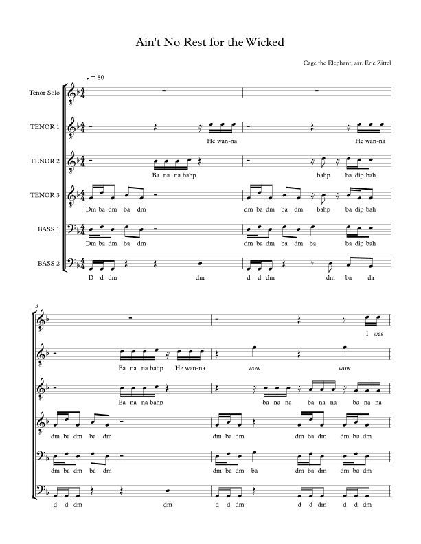 Ain't No Rest For The Wicked (arr. Eric Zittel)