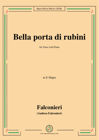Falconieri-Bella porta di rubini,in E Major,for Voice and Piano (arr. MSM)
