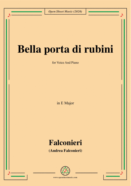 Falconieri-Bella porta di rubini,in E Major,for Voice and Piano (arr. MSM)