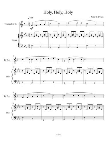Holy, Holy, Holy (trumpet solo) with optional piano accompaniment (arr. B. C. Dockery)