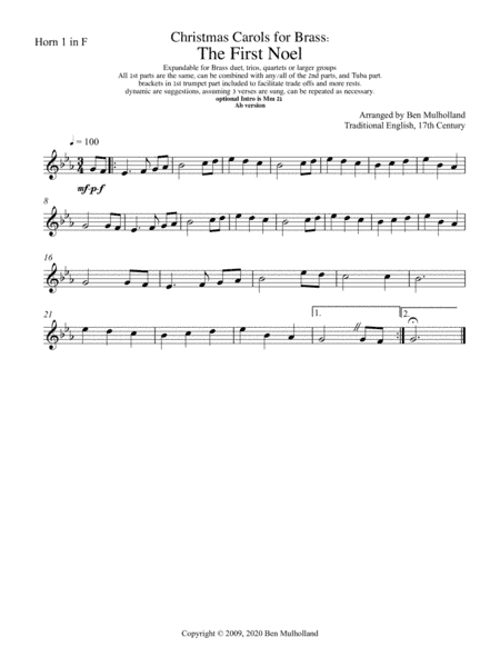 Christmas Carols for Brass: The First Noel (arr. Ben Mulholland)