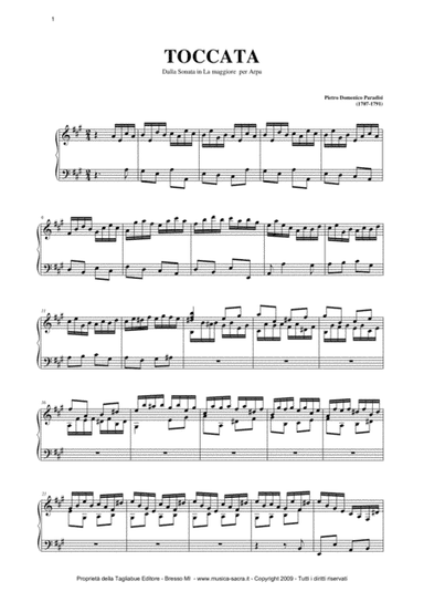 ALLEGRO "Toccata" - From 12 Sonate per Gravicembalo - P.D. Paradisi - Arr. for Piano/Organ (arr. Renato Tagliabue)