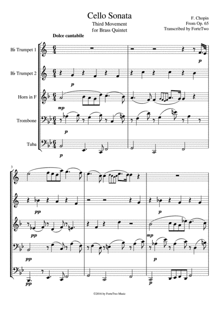Chopin Cello Sonata (Third Movement) for Brass Quintet (arr. ForteTwo)