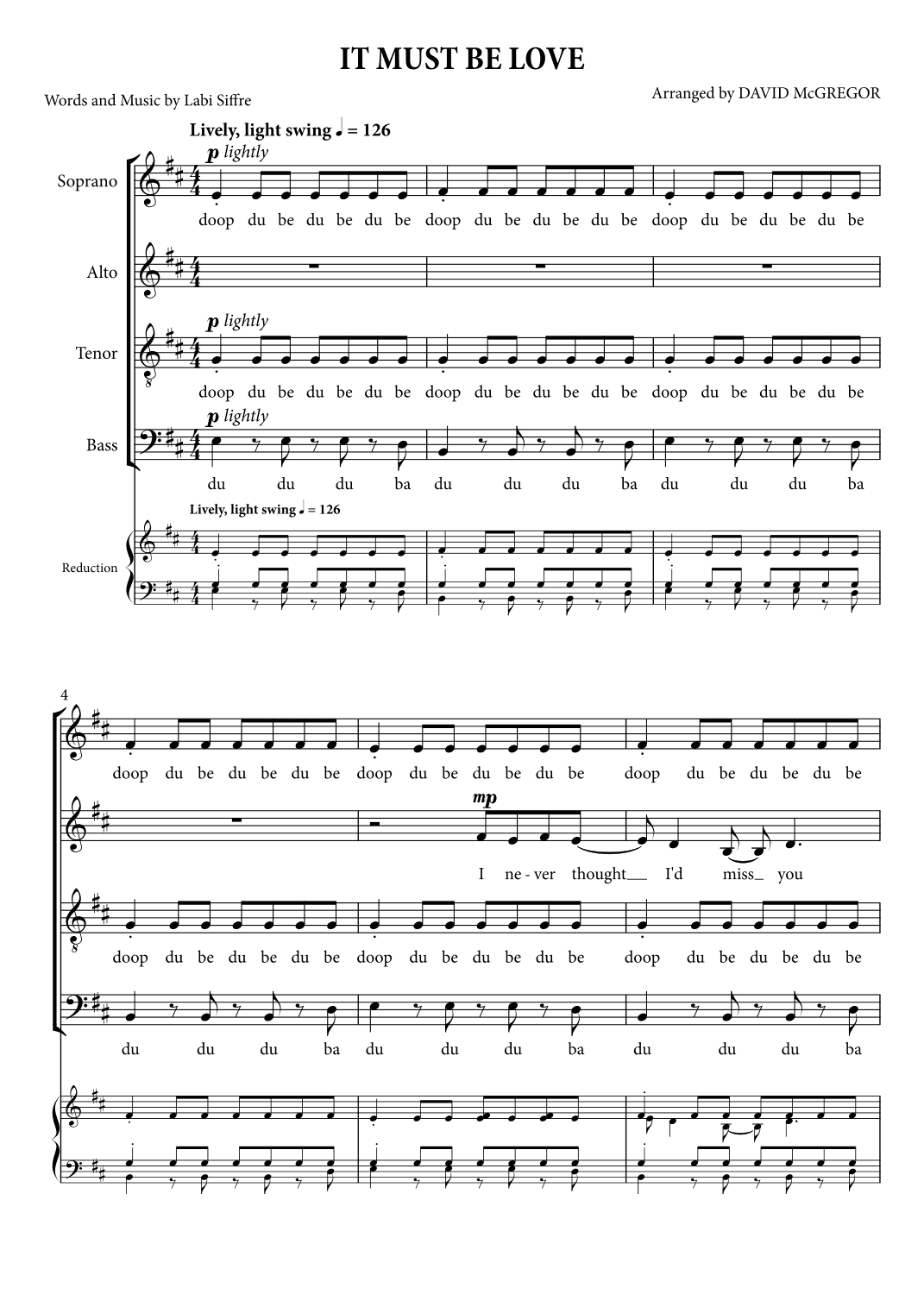 It Must Be Love (arr. David McGregor)