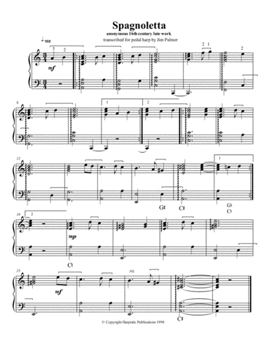 Spagnoletta for pedal harp (arr. Jim Palmer)