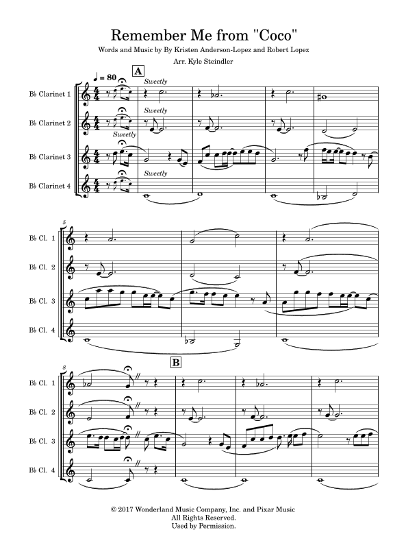 Remember Me (lullaby) (arr. Kyle Steindler)